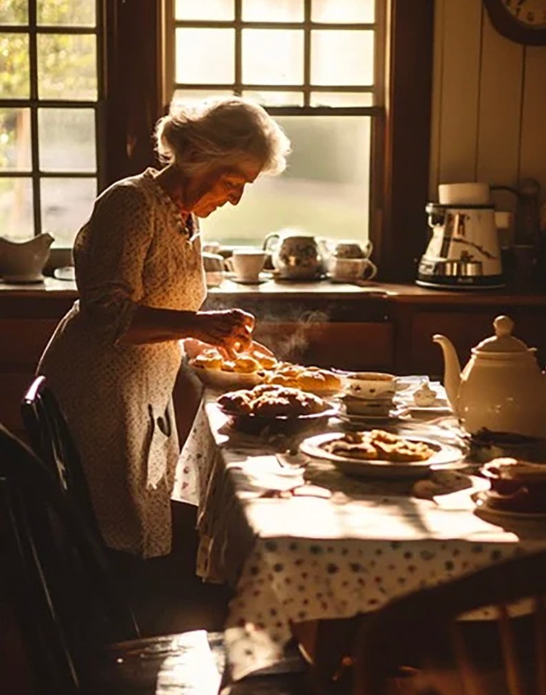 Grandmother preparing
