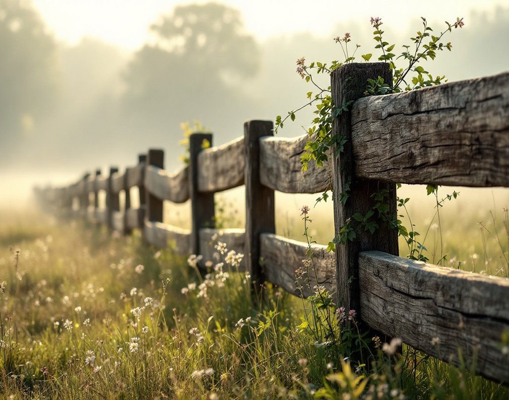 misty morning fence
