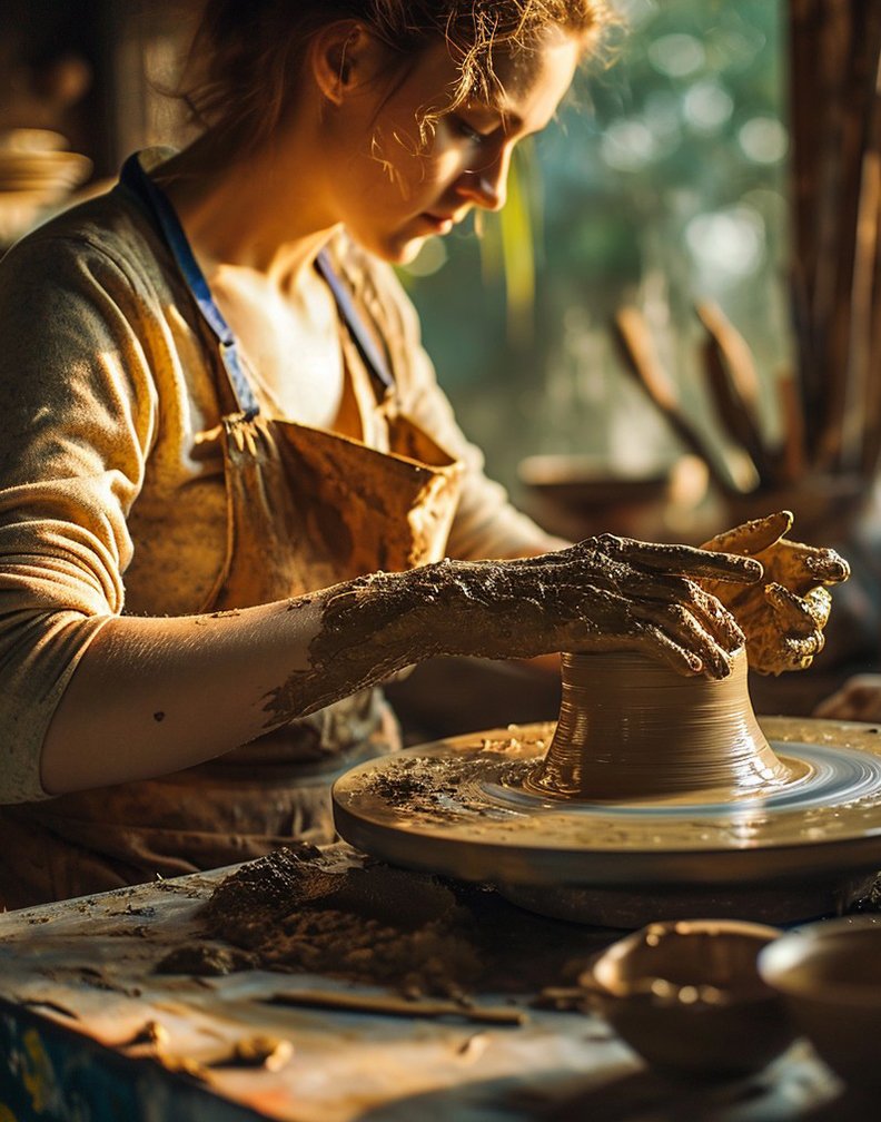 pottery wheel creation stockcake